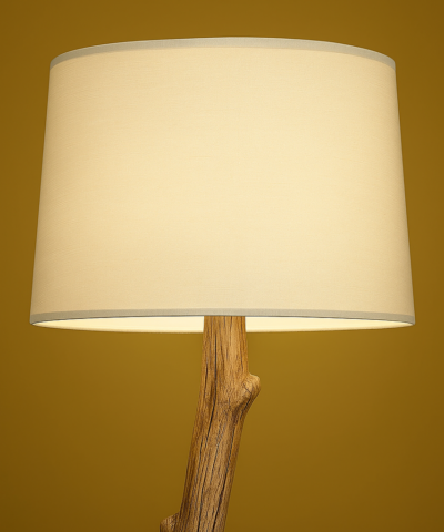 lampe tissu lampadaire en bois flotte