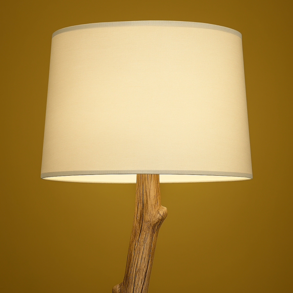 lampe tissu lampadaire en bois flotte