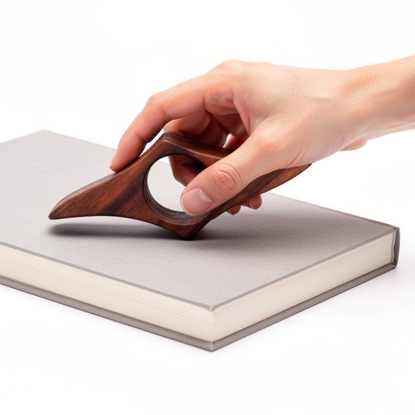 Bague de lecture en bois artisanale – sculptée à la main, ergonomique