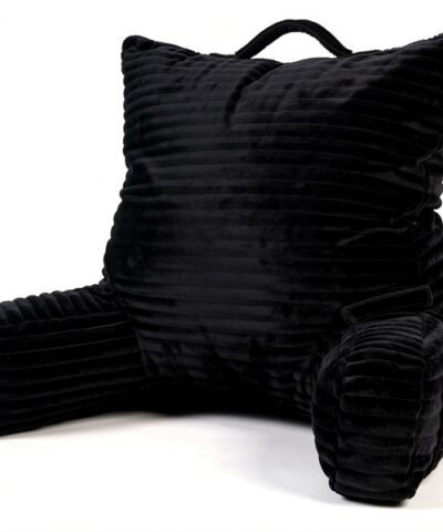 Coussin de lecture en micropeluche – noir, ultra doux, mousse à mémoire