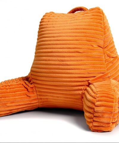 Coussin de lecture pour canapé orange en velours côtelé