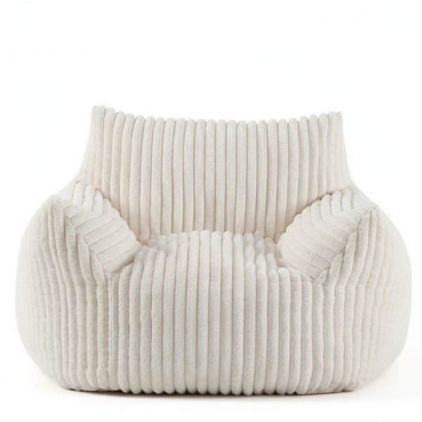 Pouf grande taille en velours – fauteuil cocooning - couleur blanc