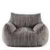 Pouf grande taille gris en velours côtelé – lounge XXL (117×98×75 cm)