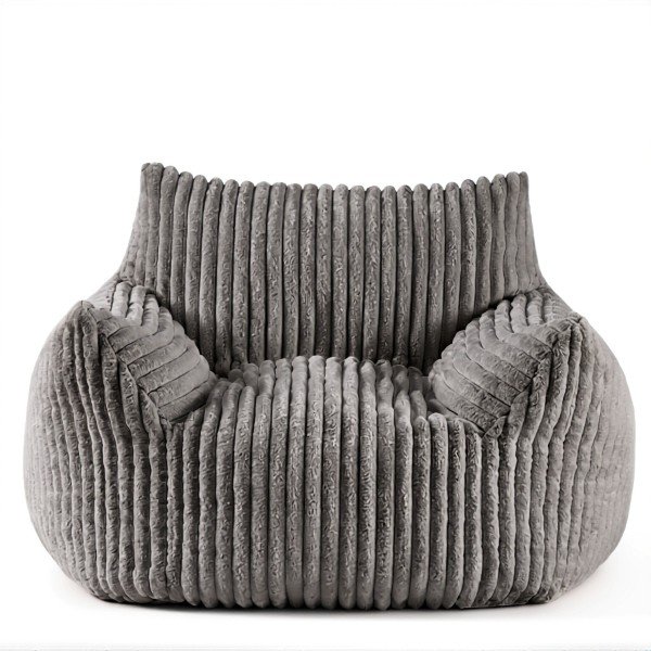 Pouf grande taille gris en velours côtelé – lounge XXL (117×98×75 cm)