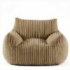 Pouf grande taille kaki en velours – fauteuil lounge cocooning