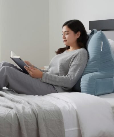 expo coussin lecture velours avec poches