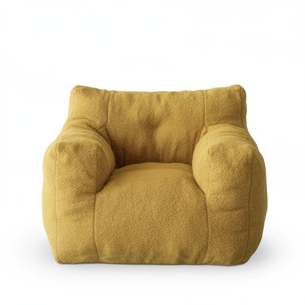 pouf de lecture adulte jaune moutarde